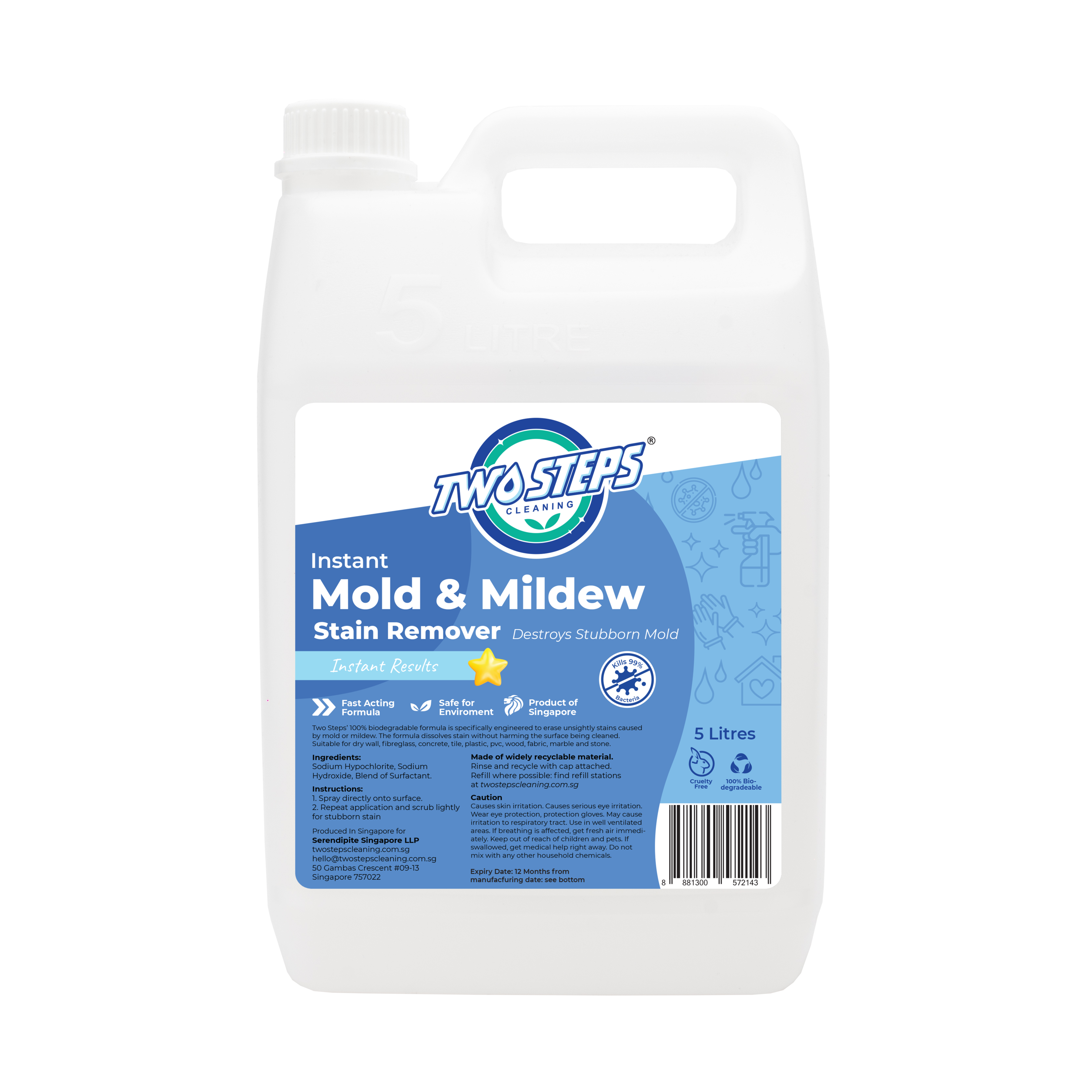 Mold & Mildew Remover 5 Litre Eco Refill – Twostepscleaning