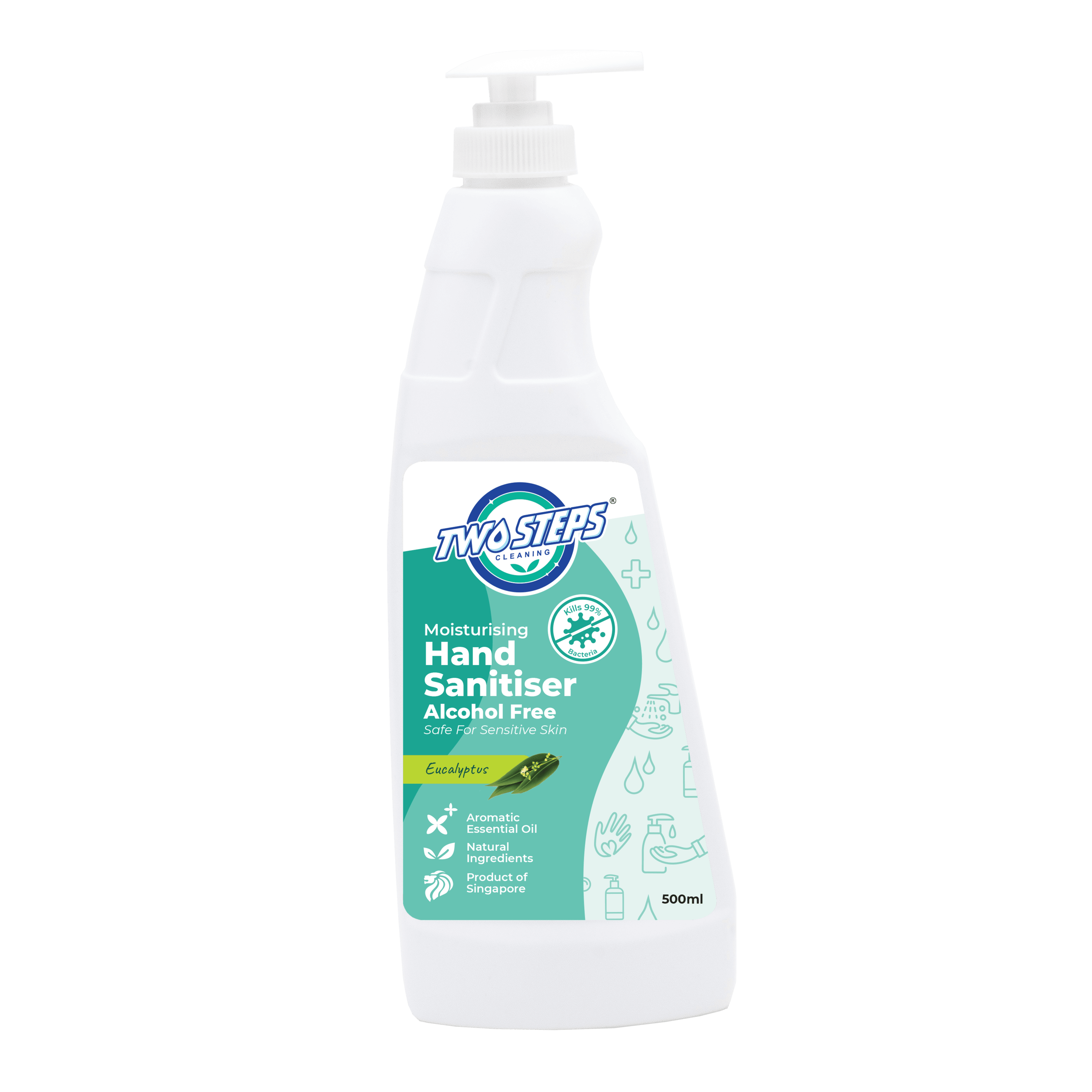 Hand Sanitizer Alcohol Free 500ml - Eucalyptus - Twostepscleaning
